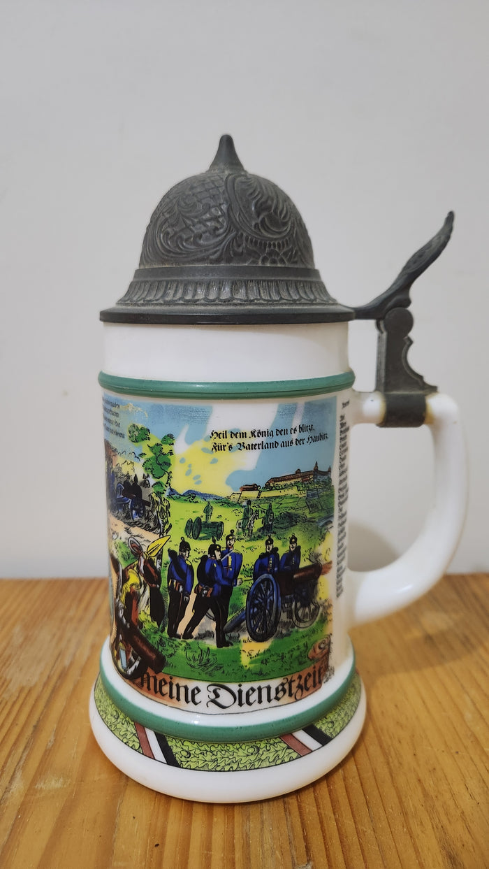 Vintage 1970's Original "BMF Milk Glass Beer Stein"-Imperial Kaiser W.W.I Patt