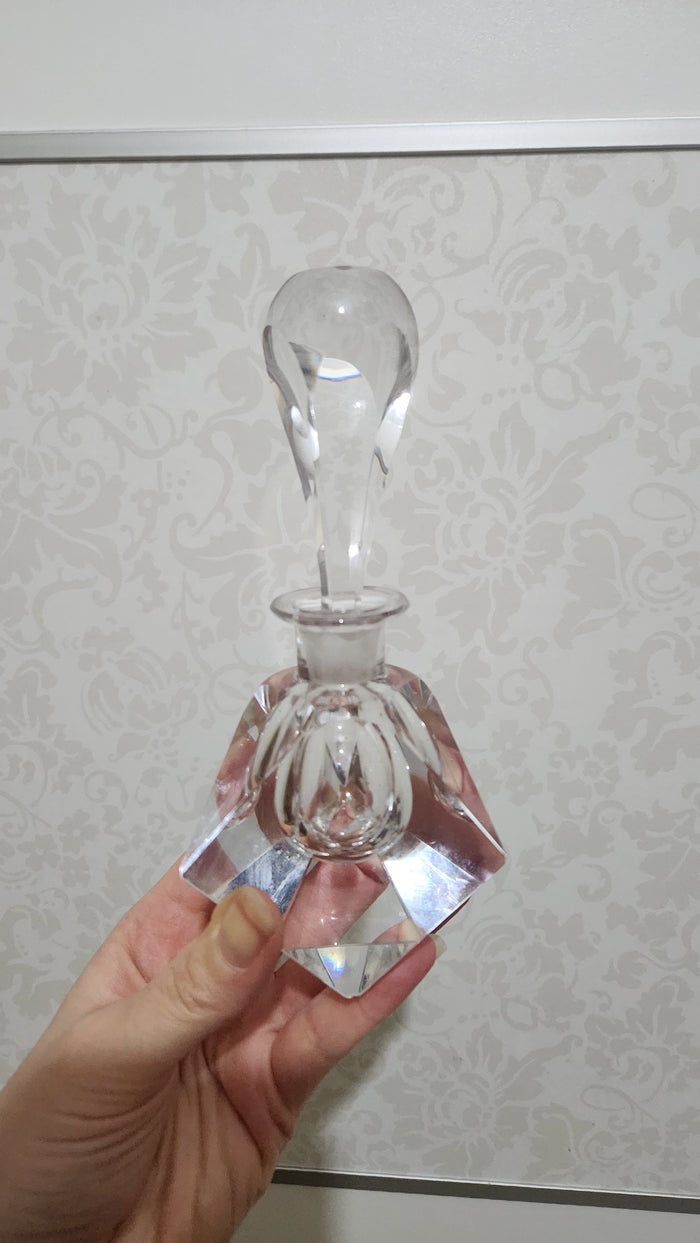 Vintage Art Deco Style Crystal Perfume Bottle with Stopper