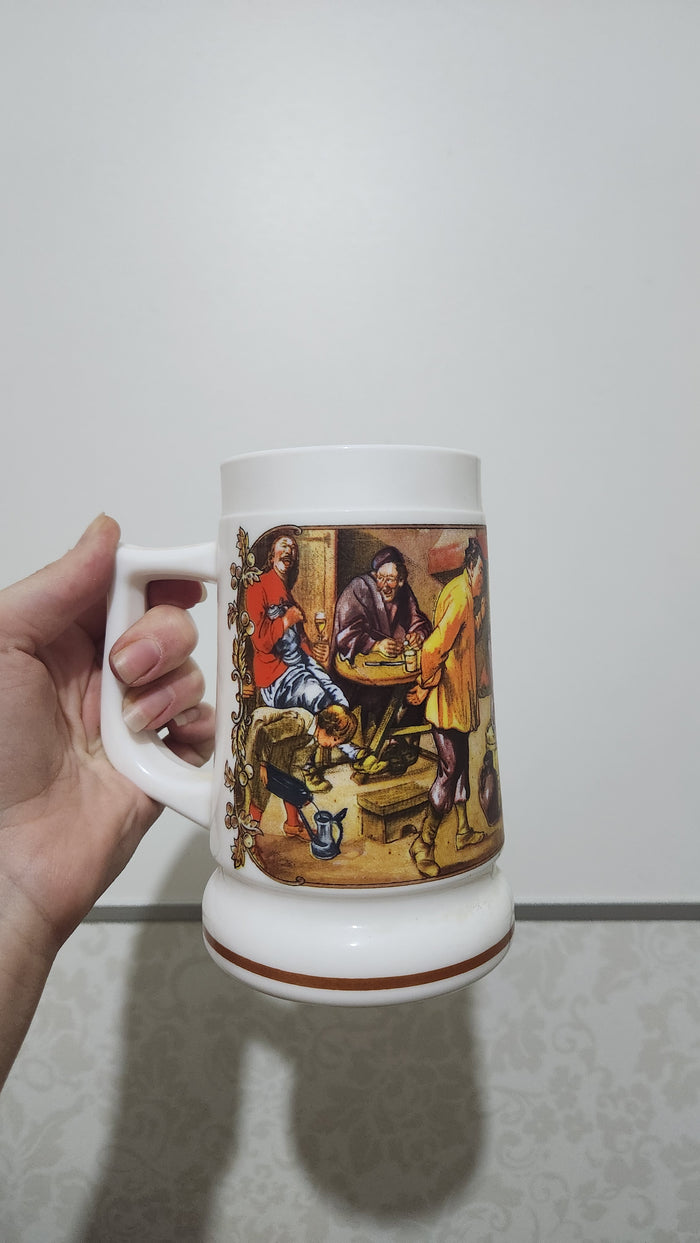 Vintage BMF milk glass beer stein