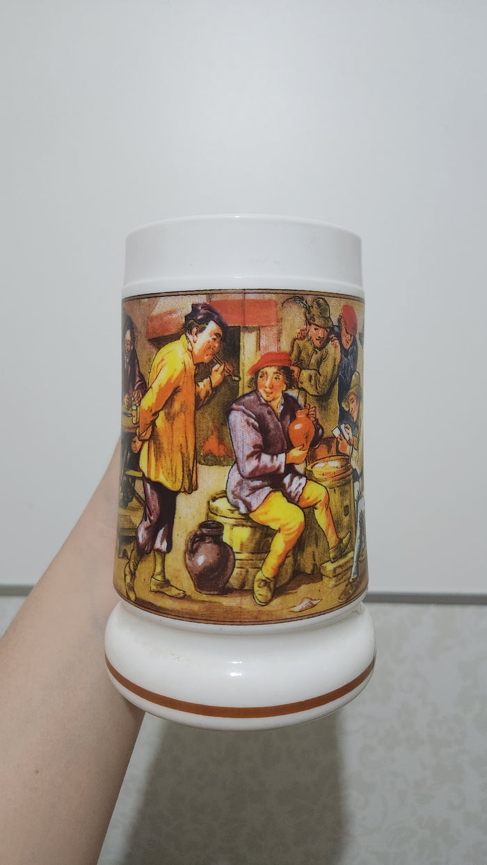 Vintage BMF milk glass beer stein