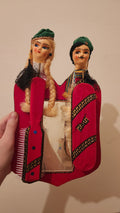 Vintage Czech souvenir dolls with a mirror and 2 hair brushes