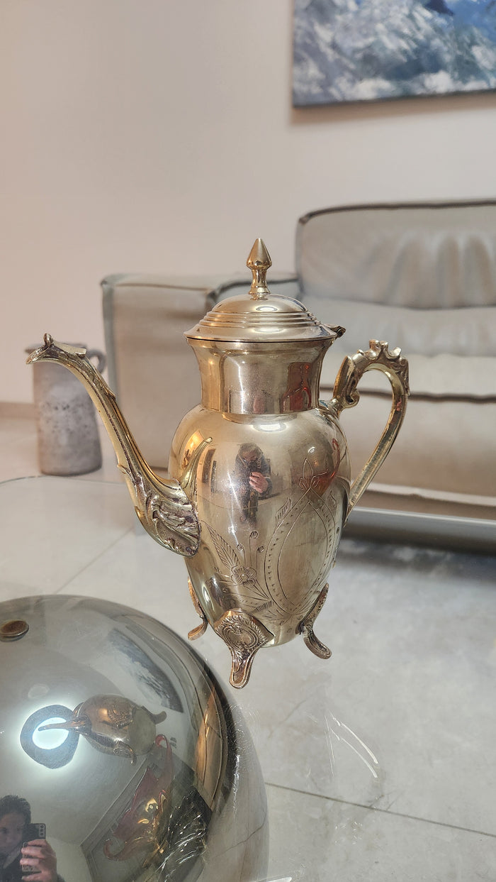 Vintage hand-engraved brass teapot