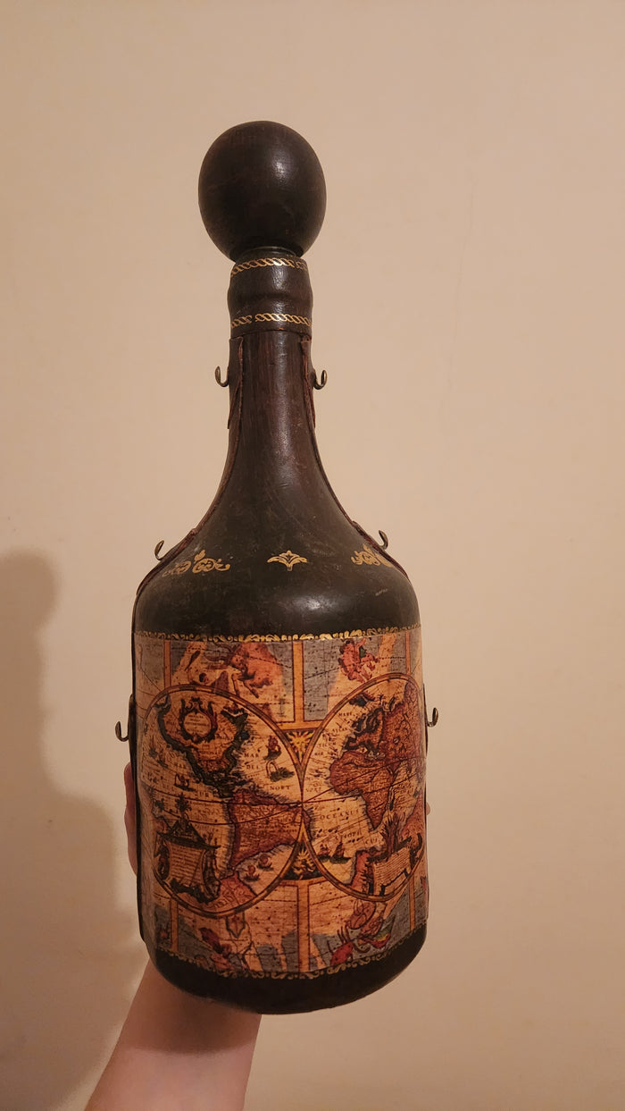 vintage Italy leather-wrapped decanter