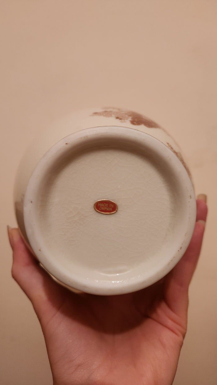 Vintage japanese Satsuma Peacock Ginger Jar