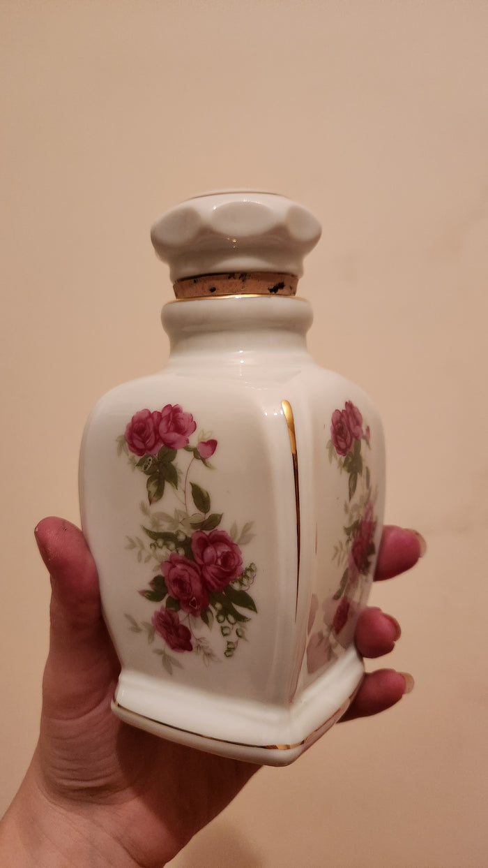 Vintage Porcelain perfume Decanter/Cruet Bottle with Cork Stopper