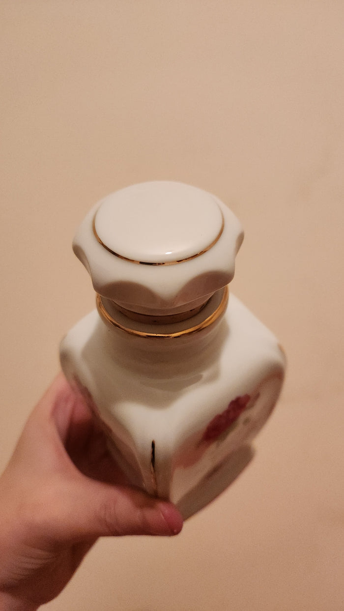 Vintage Porcelain perfume Decanter/Cruet Bottle with Cork Stopper