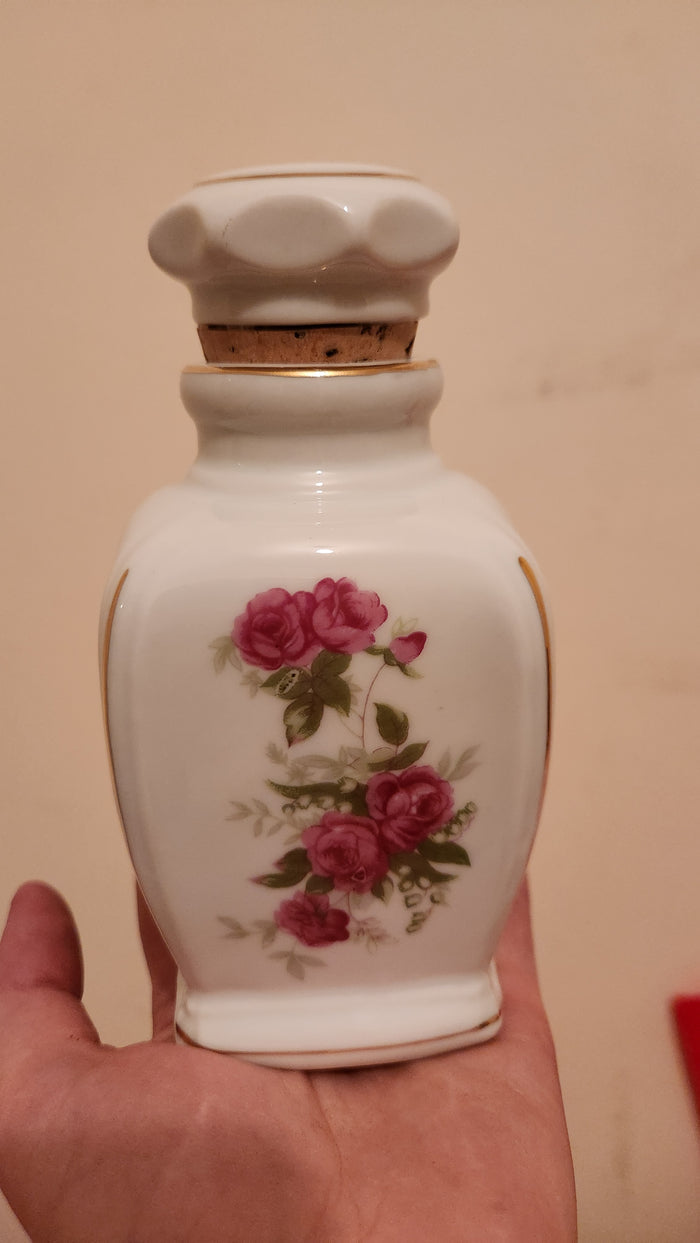 Vintage Porcelain perfume Decanter/Cruet Bottle with Cork Stopper