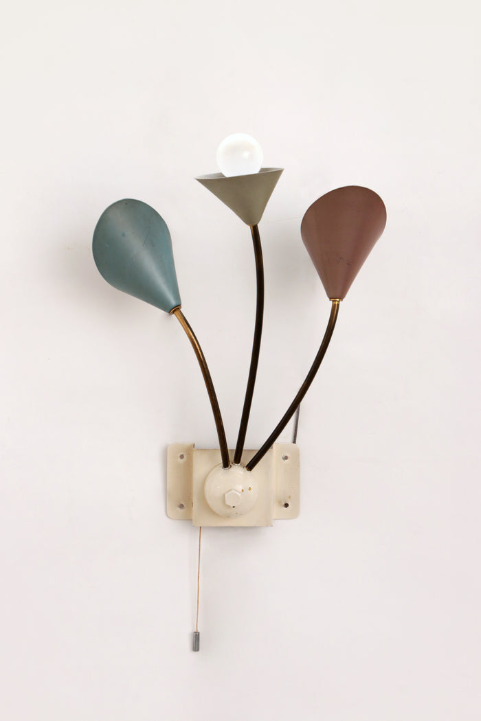Vintage Wall Lamp with 3 Lights - Brass Metal, 1960 Denmark
