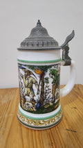Vintage West German BMF Beer Tankard Bierseidel With Lid - B125