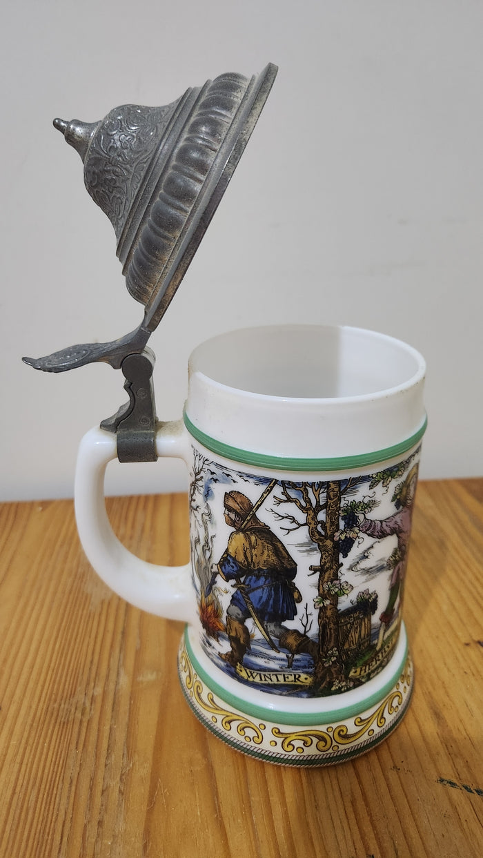 Vintage West German BMF Beer Tankard Bierseidel With Lid - B125