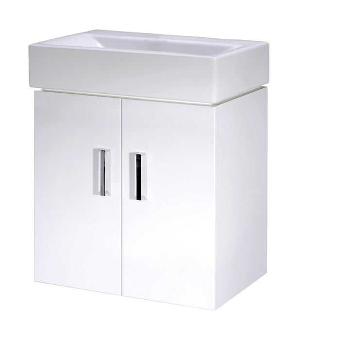 [BFCRW450] Wall Hung 2 Door Cloakroom Vanity Basin Unit - 450mm - Gloss White - Cutout