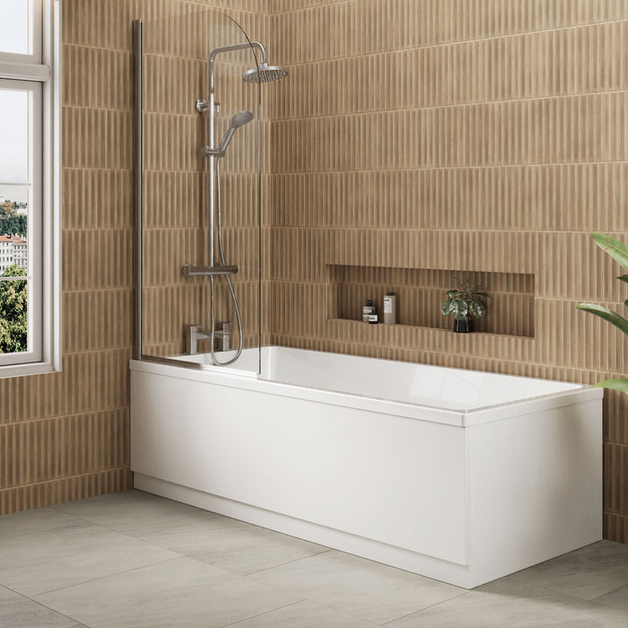 [BBPA105W] Waterproof Straight Shower Bath Front Panel, Gloss White, Choice of Size