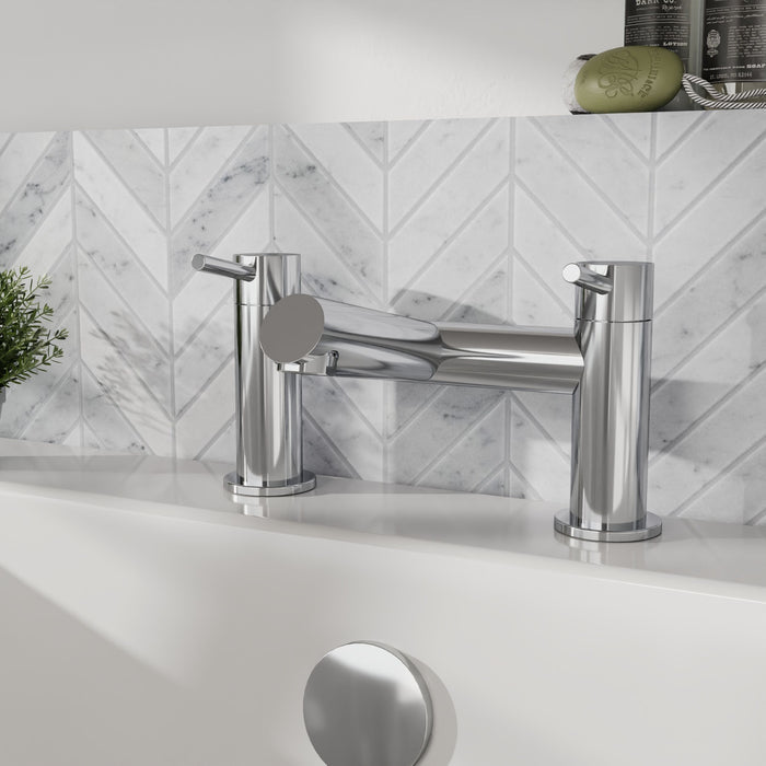 [BTE303] Wetley Minimalist Round Deck Mounted Bath Filler Tap - Choice of Finish - Lifestyle 1