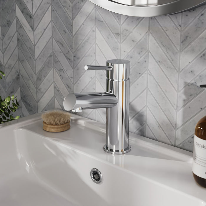 [BTE305] Wetley Minimalist Round Mono Basin Mixer Tap & Push Button Waste - Choice of Finish - Lifestyle 1