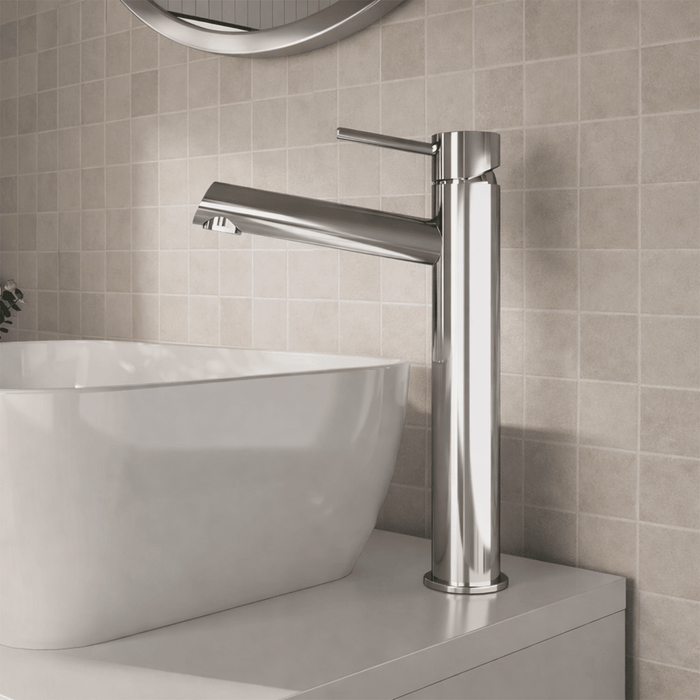 [BTE370] Wetley Minimalist Round Tall Mono Basin Mixer Tap - Choice of Finish - Silo
