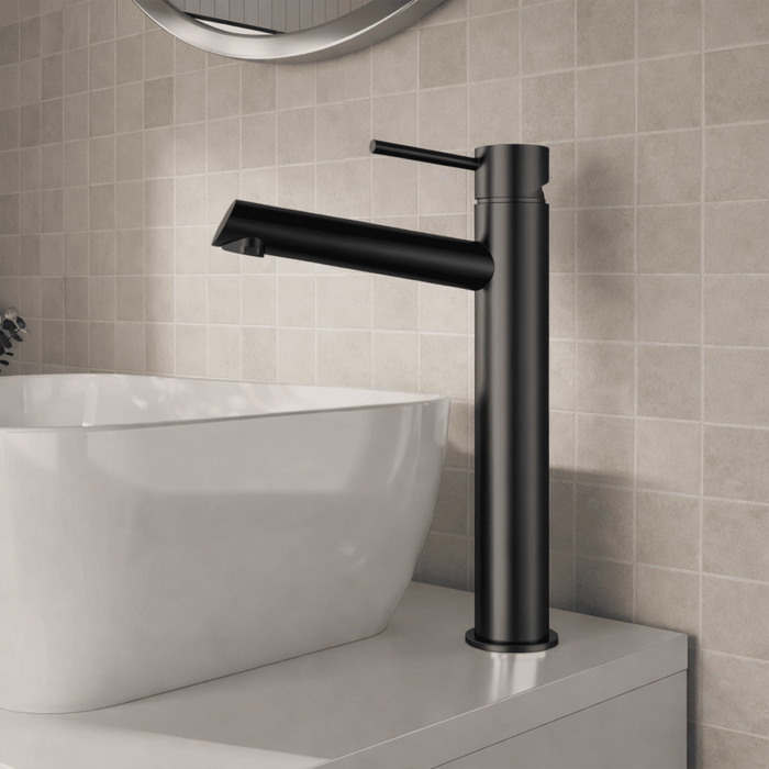 [BTE470] Wetley Minimalist Round Tall Mono Basin Mixer Tap - Choice of Finish - Silo