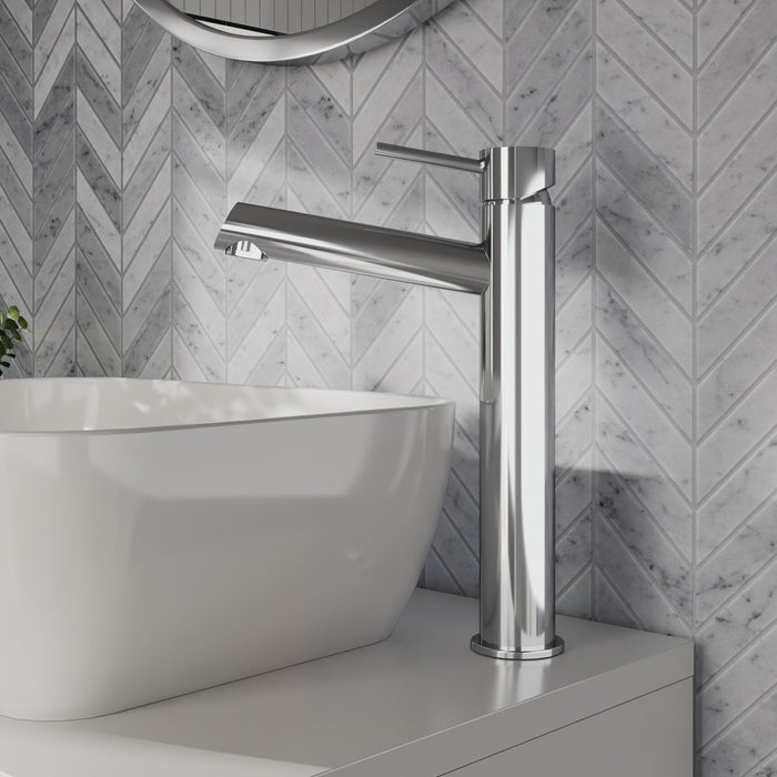 [BTE370] Wetley Minimalist Round Tall Mono Basin Mixer Tap - Choice of Finish - Lifestyle 1