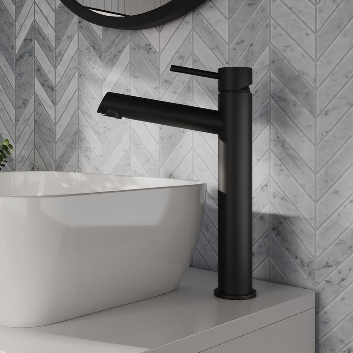 [BTE470] Wetley Minimalist Round Tall Mono Basin Mixer Tap - Choice of Finish - Lifestyle 1