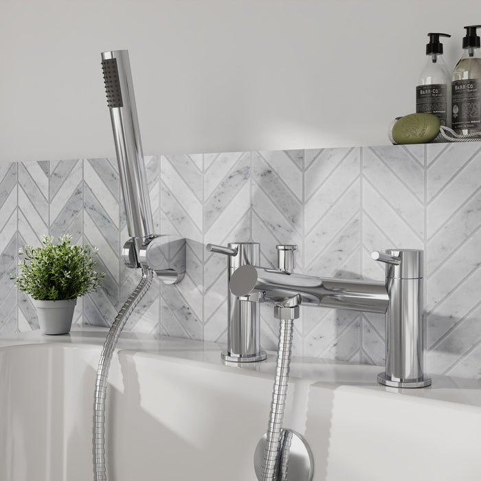 [BTE304] Wetley Round Minimalist Bath Shower Mixer Tap with Shower Kit - Choice of Finish - Lifestyle 1