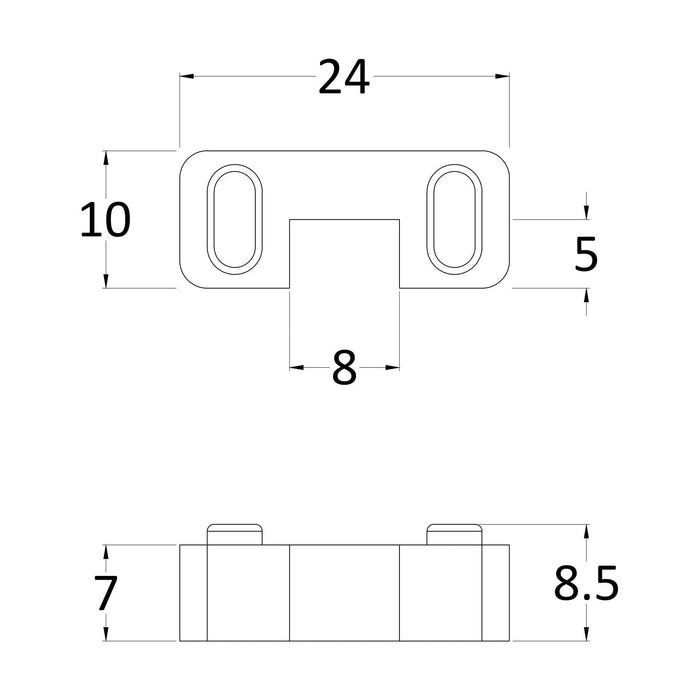 [BEAC017] Wetroom Accessories Screen Support Foot, Choice of Colour - Technical Drawing