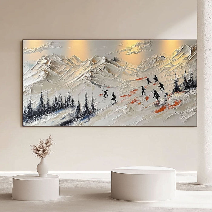 White Plaster Painting “Crépuscule des Sommets" - nukeart