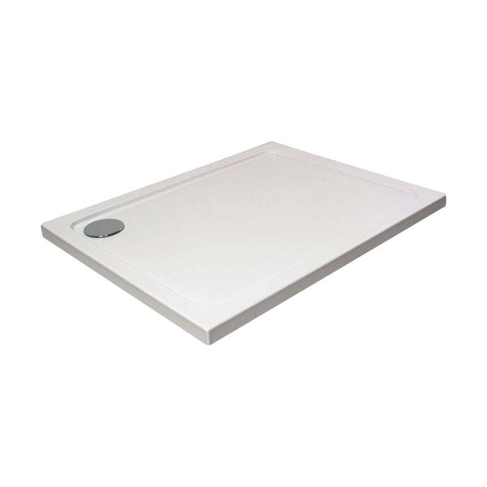 [BETASP1070] White Rectangular Stone Slip Resistant Shower Tray - Available in Multiple Sizes - Cutout