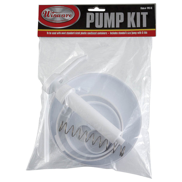Winco PKT-6 - Plastic Condiment Pump Kit with 5 Lids