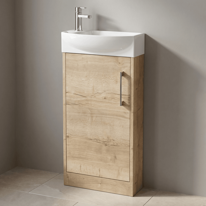 [BFPF1821R] Winshill Contemporary 1 Door Floor Standing Cloakroom Vanity Unit with Basin - Choice of Orientation and Colour