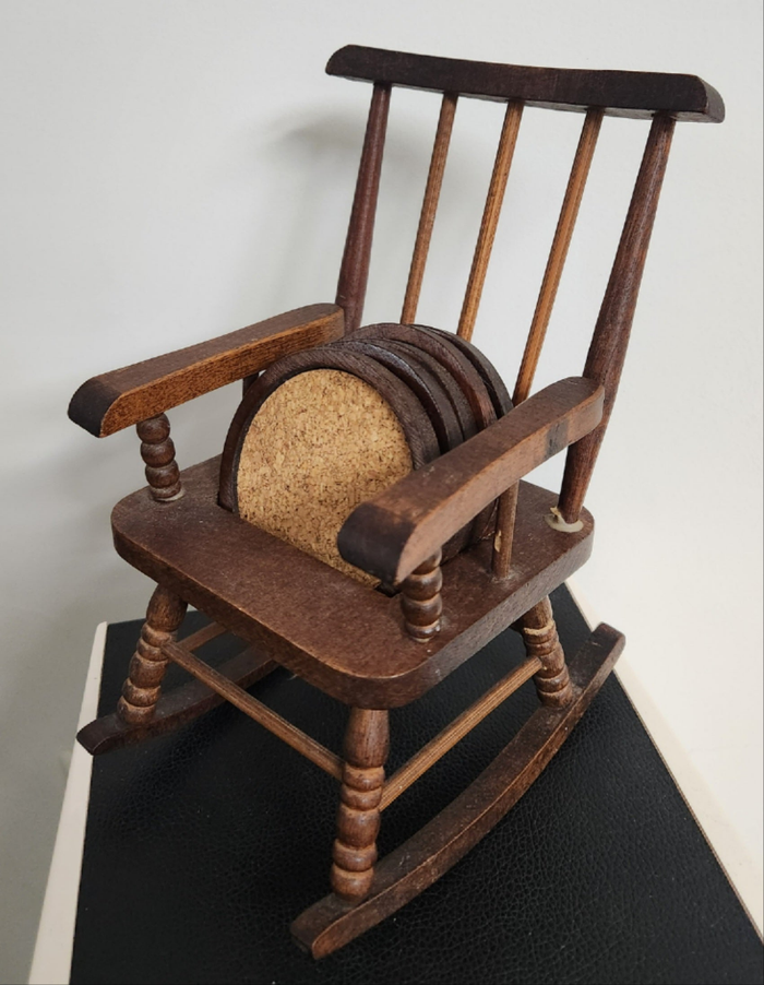 Wooden Rocking Chair Coaster Set - 5 Cork Coasters
