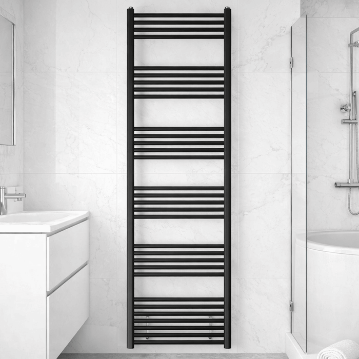[BH518MB] Yarnfield Straight Heated Rail Dual Fuel Towel Warmer, 500mm - Choice of Size and Colour - Silo