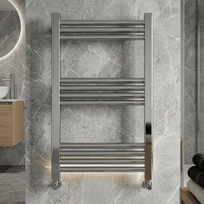 [BH507N] Yarnfield Straight Heated Rail Dual Fuel Towel Warmer, 500mm - Choice of Size and Colour - Silo
