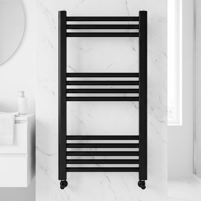 [BH508MB] Yarnfield Straight Heated Rail Dual Fuel Towel Warmer, 500mm - Choice of Size and Colour - Silo