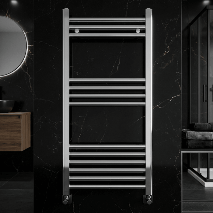[BH508N] Yarnfield Straight Heated Rail Dual Fuel Towel Warmer, 500mm - Choice of Size and Colour - Silo