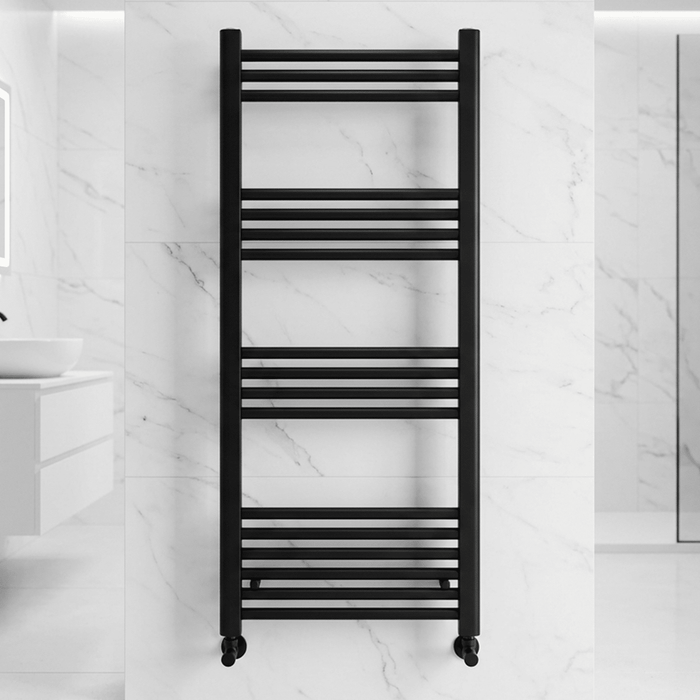 [BH511MB] Yarnfield Straight Heated Rail Dual Fuel Towel Warmer, 500mm - Choice of Size and Colour - Silo