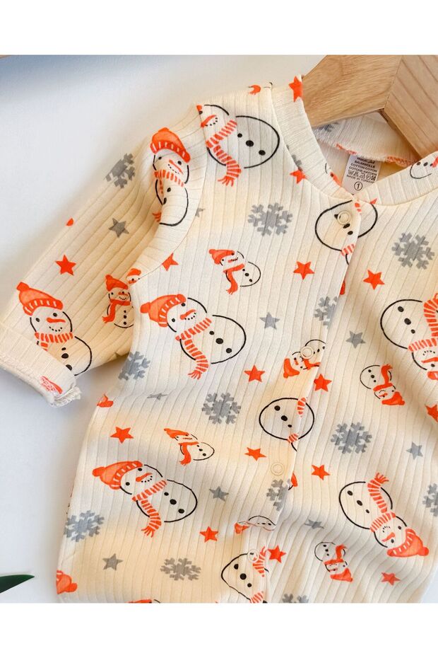 Yukobaby Premium Soft Cotton Baby Romper - Snowman Design - 3 - 9 Months - TryAladdin